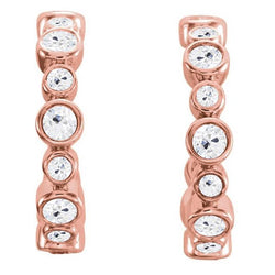 Ladies Open Hoop Earrings Old Miner Real Natural Earth Mined Diamonds 13.50 Carats Rose Gold