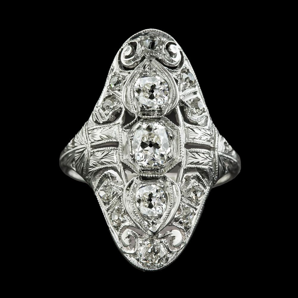 Ladies Oval Old Cut Genuine Diamond Ring Milgrain Antique Style 4.50 Carats