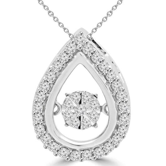 Ladies Pendant Necklace 5.40 Carats Round Cut Real Diamonds White Gold 14K