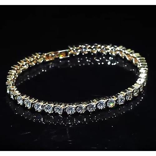 Ladies Real Diamond Tennis Bracelet 8 Carats Yellow Gold 14K Jewelry