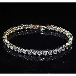 Ladies Real Diamond Tennis Bracelet 8 Carats Yellow Gold 14K Jewelry