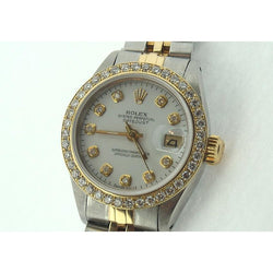 Ladies Rolex Date-Just Watch Diamond White Dial Bezel