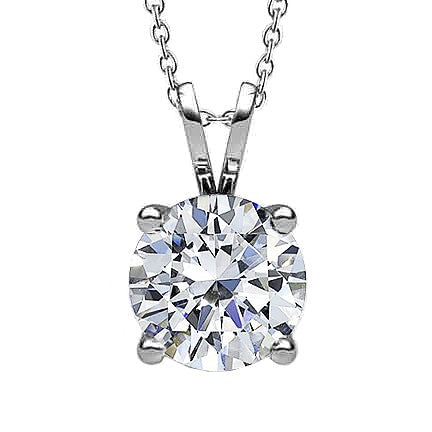 Ladies Round Cut Real Diamond Necklace Pendant White Gold Fine Jewelry