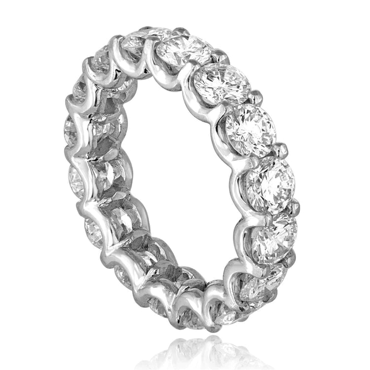 Ladies Round Genuine Diamond Eternity Wedding Band 4.80 Carats White Gold