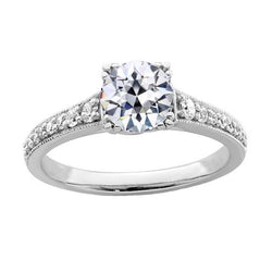 Ladies Round Old Cut Genuine Diamond Engagement Ring 2.75 Carats White Gold