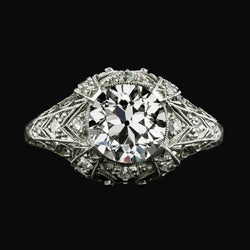 Ladies Round Old Cut Real Diamond Ring Milgrain Antique Style 4.25 Carats