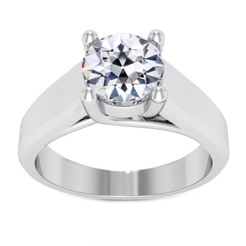 Old Mine Cut Fine Diamond ring in 14 Karat White Gold – main view