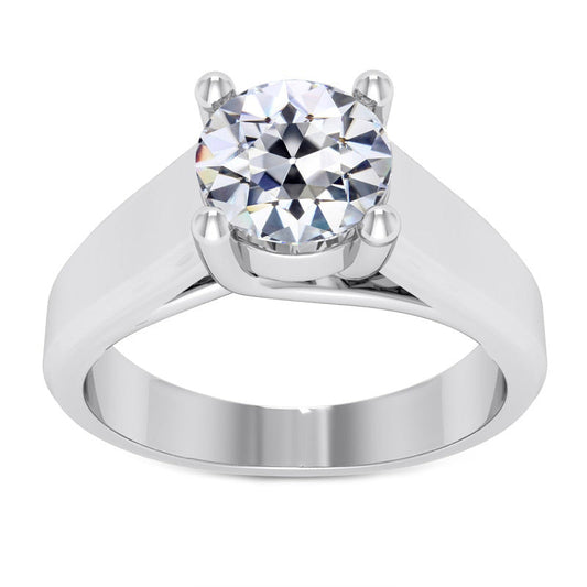Old Mine Cut Fine Diamond ring in 14 Karat White Gold – main view