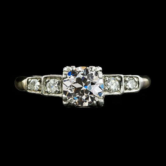 Ladies Round Old Mine Cut Real Diamond Ring 5 Stones Jewelry 2.50 Carats