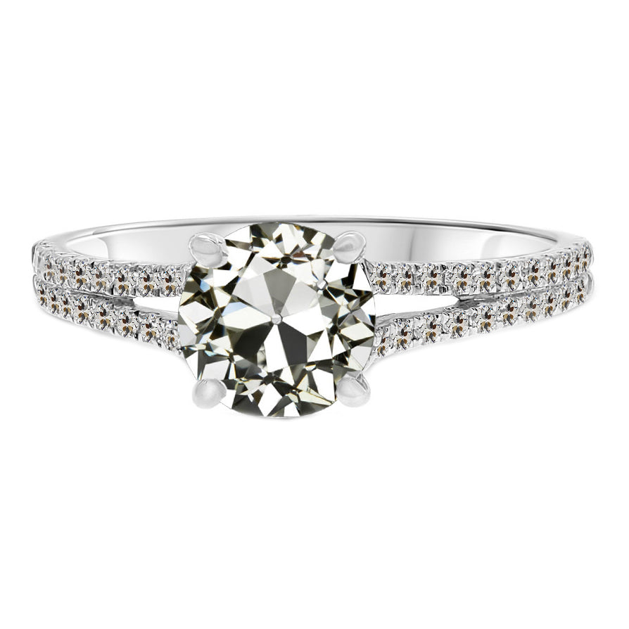 Old Mine Cut Fine Diamond ring in 14K White Gold – main view