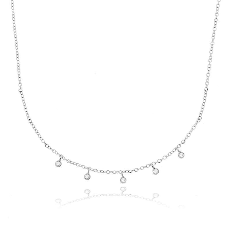 Ladies Round Real Diamond Chain Necklace White Gold 14K Jewelry 1 Ct