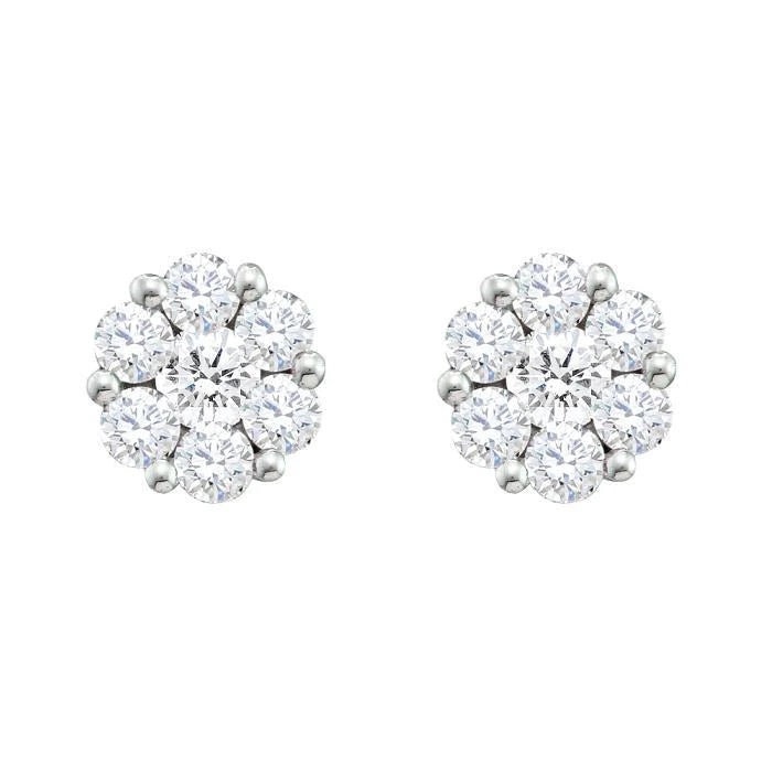 Ladies Round Real Diamond Studs Halo Earring Fine Gold Jewelry 4.20 Carats