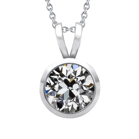 Diamond Old Mine Cut Pendant in 14 Karat White Gold – main view