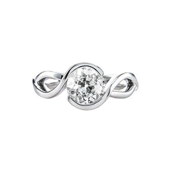 Ladies Solitaire Old Cut Round Natural Diamond Ring 1 Carat Twisted Style