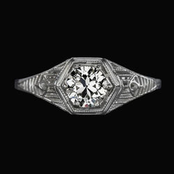 Ladies Solitaire Ring Round Old Cut Natural Earth Mined Diamond Vintage Style 1.50 Carats