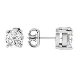 Ladies Studs Earrings 3.30 Ct Sparkling Round Cut Genuine Diamonds White Gold