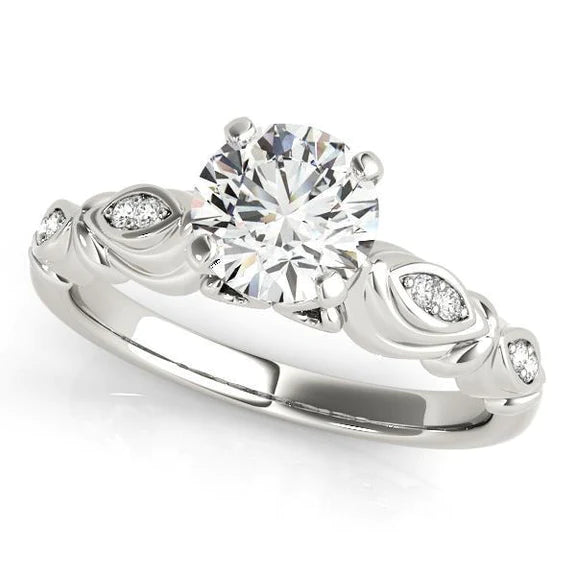 Ladies Vintage Style Genuine Diamond Engagement Ring 1.90 Carats Solid WG 14K