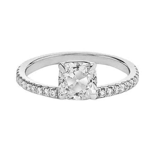 Ladies Wedding Ring Cushion Real Old Miner Diamond Ring 3.25 Carats