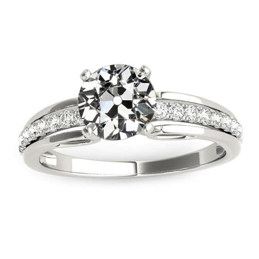 Ladies Wedding Ring Round Old Cut Real Diamond Channel Set 3 Carats