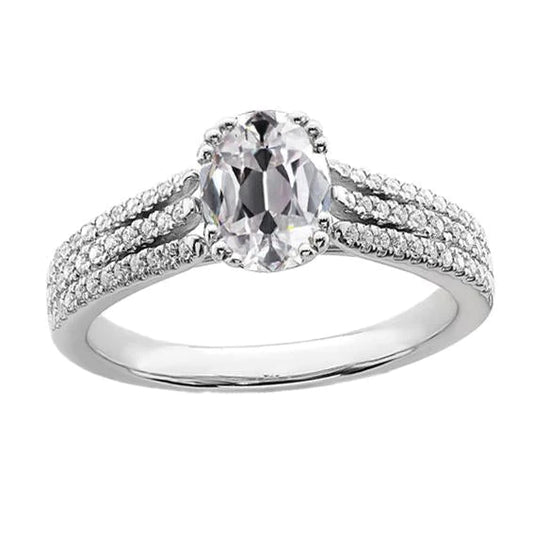 Ladies Wedding Ring Round & Oval Old Cut Real Diamond 5.50 Carats