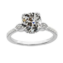 Ladies Wedding Ring With Accents Round Old Cut Natural Diamond 3.50 Carats