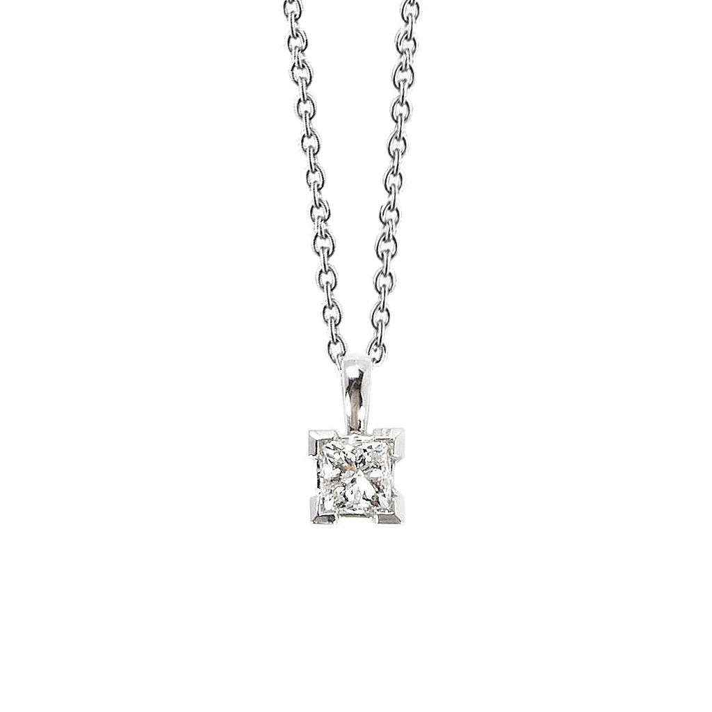 Ladies White Gold 1.00 Carat Solitaire Real Diamond Pendant Necklace