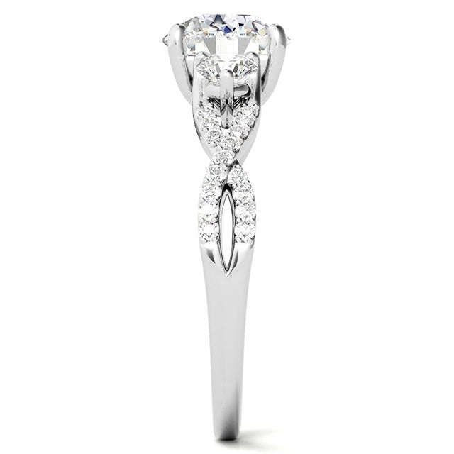 Earth-Mined Fine Diamond Solitaire with Side Stones – side view