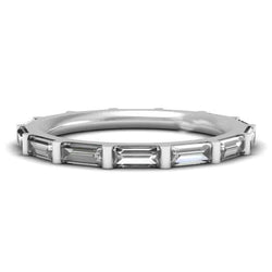 Ladies Comfort Fit Band Wedding White Gold Baguette Cut Lab Grown Diamond