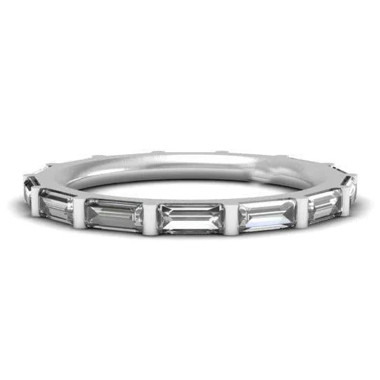 Ladies Comfort Fit Band Wedding White Gold Baguette Cut Lab Grown Diamond