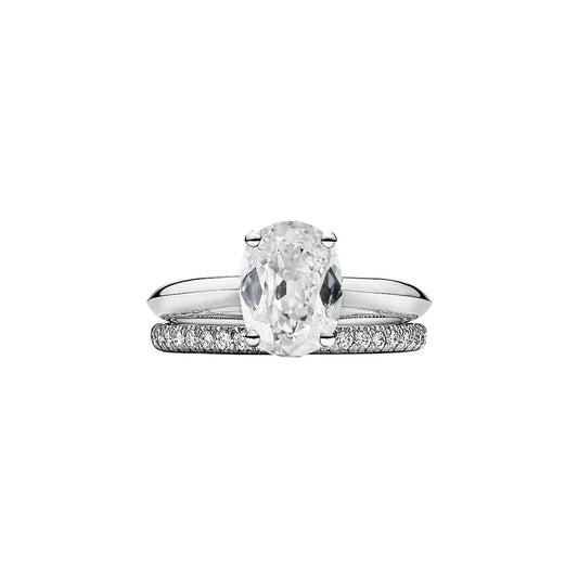 Ladies Oval Genuine Diamond Old Mine Cut Wedding Ring Set 3.50 Carats