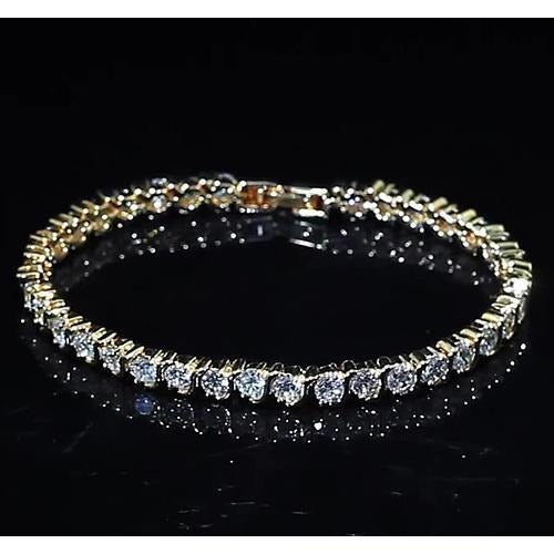Ladies Real Lab Grown Diamond Tennis Bracelet 8 Carats Yellow Gold 14K Jewelry