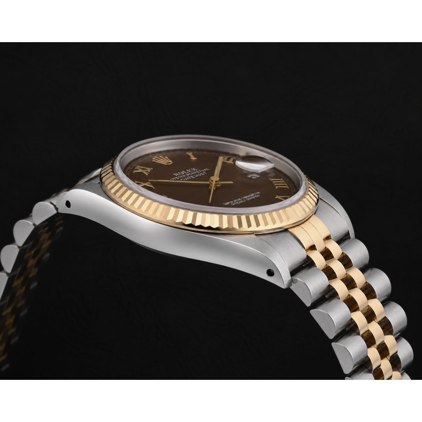 Ladies Rolex 31mm Datejust Two Tone Chocolate Roman Dial Watch