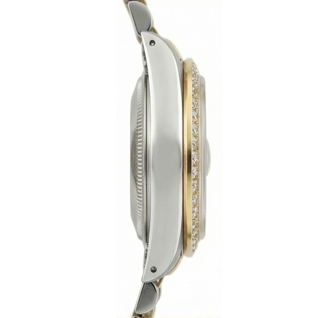 Ladies Rolex Date-Just Watch Diamond Salmon Dial Bezel