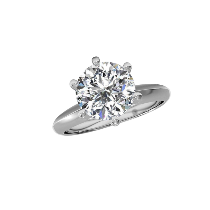 Ladies Solitaire Round Natural Real Diamond ( Not Lab Grown ) Wedding Ring White Gold 14K