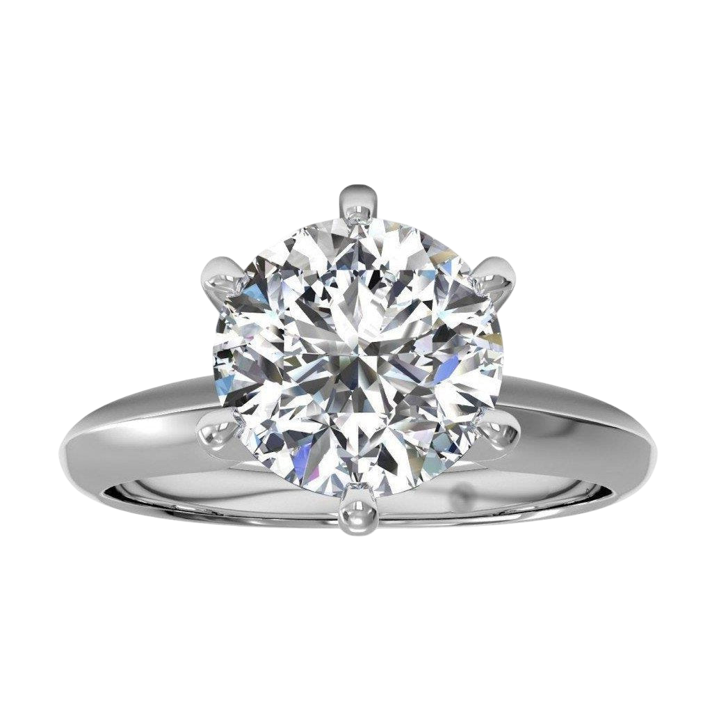 Ladies Solitaire Round Natural Real Diamond ( Not Lab Grown ) Wedding Ring White Gold 14K