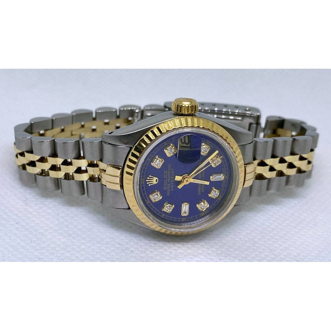 Fine Diamond Rolex in Gold – angle view