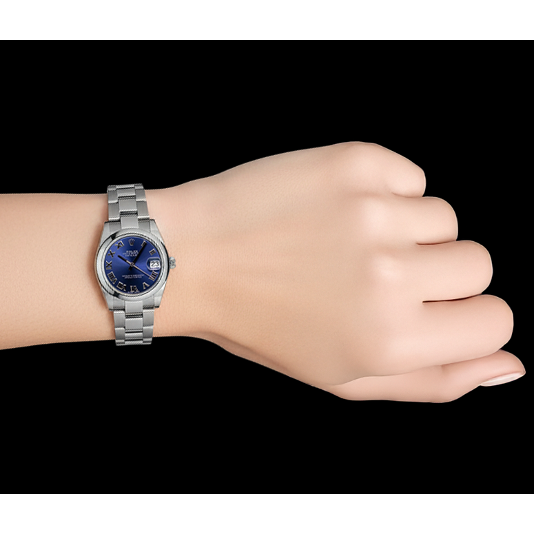 Lady-Datejust Rolex Blue Roman Dial Stainless Steel Watch P3