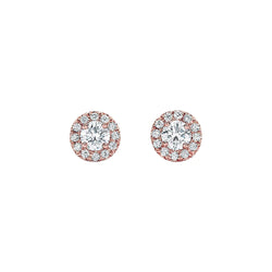 Lady 1.50 Carats Real Diamonds Studs Earring Halo Rose Gold 14K