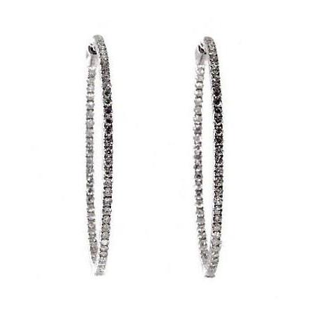 Lady Hoop Earrings 3 Ct F Vs Round Cut Real Diamonds White Gold 14K