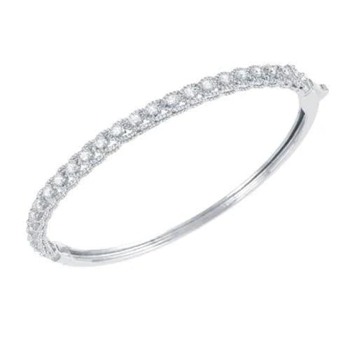 Lady Round Cut Natural Diamond Bangle 2.50 Carats White Gold 14K