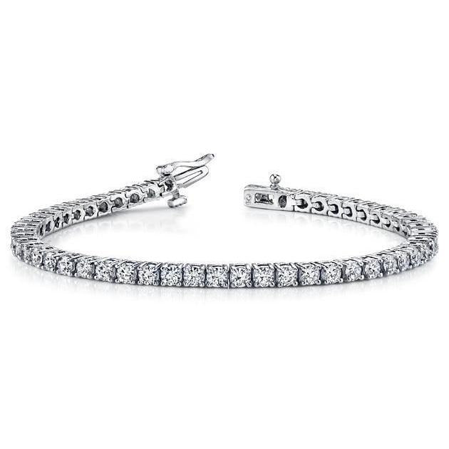 Lady Tennis Bracelet Round Natural Diamond 5.30 Carats 14K White Gold