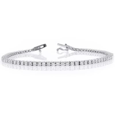 Lady Tennis Bracelet Small Round Cut 3.50 Carats Real Diamonds White Gold