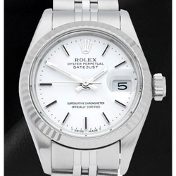 Lady Datejust Rolex 26mm White Stick Dial Stainless Steel Watch