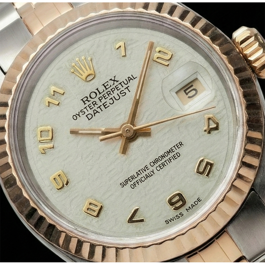 Lady Rolex Yellow Gold Datejust Watch Perpetual Arabic Dial Ss