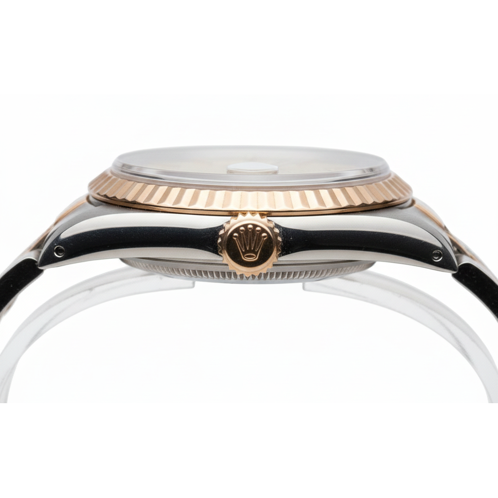 Lady Watch Champagne Stick Dial Rolex Bezel Yellow Gold Jubilee