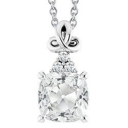 Lady’s Genuine Diamond Pendant Slide 5.50 Carats Cushion Old Cut Large Cutlet