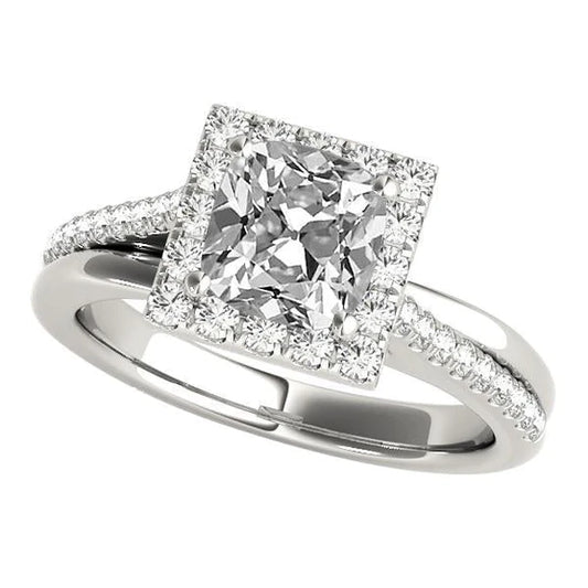 Lady’s Halo Ring With Accents Cushion Old Miner Genuine Diamond 7.50 Carats