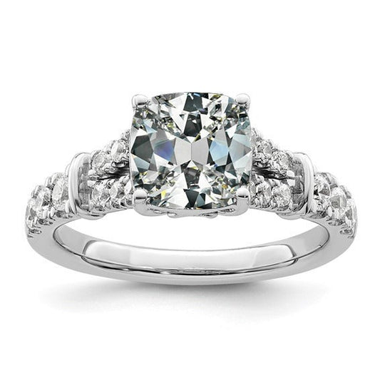 Lady’s Real Wedding Ring Cushion Old Mine Cut Diamond 6.50 Carats 14K Gold - Engagement Ring-harrychadent.ca