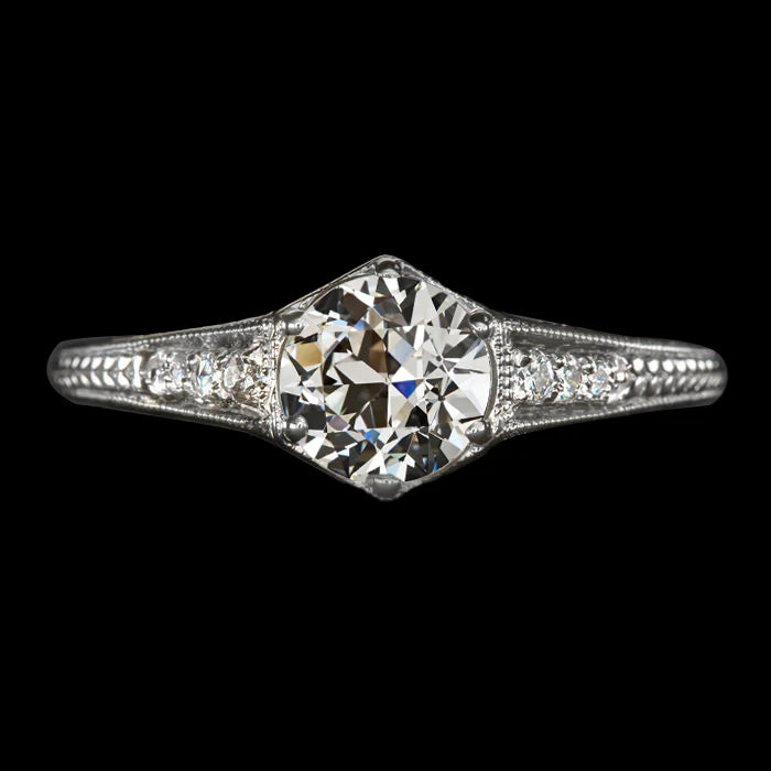 Lady’s Ring Round Old Mine Cut Real Diamond Gold Jewelry 2.50 Carats