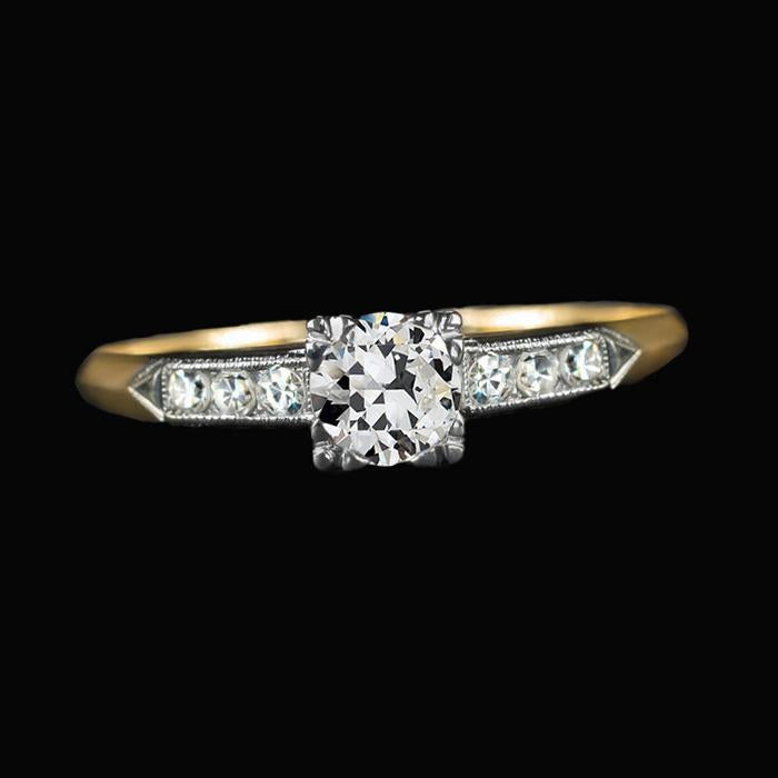 Lady’s Ring Round Old Miner Genuine Diamond Triple Prong Set 2 Carats Gold